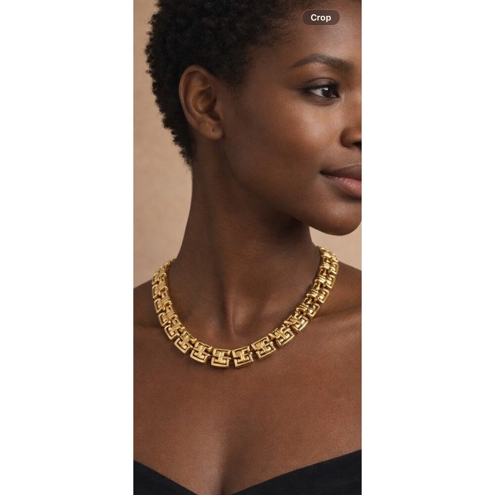 Vintage Gold Tone Link Necklace Statement Chunky 18” 90grams